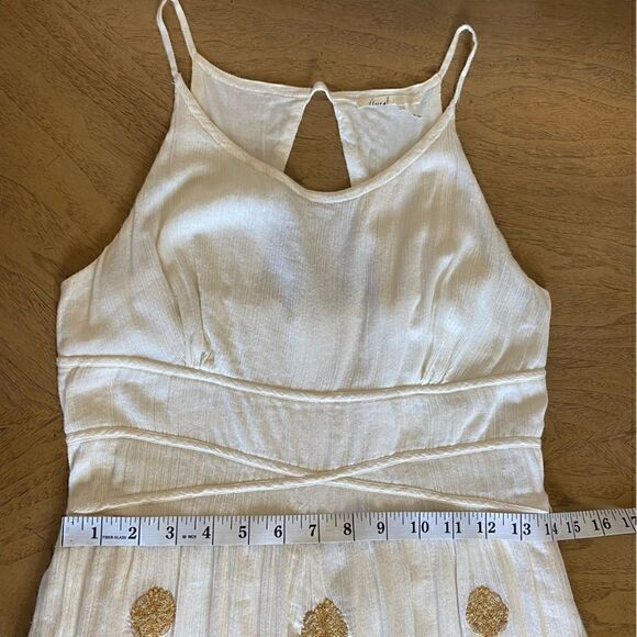 Anthropologie Floreat Varanasi Cream Maxi Dress Size 4 - Picture 8 of 14